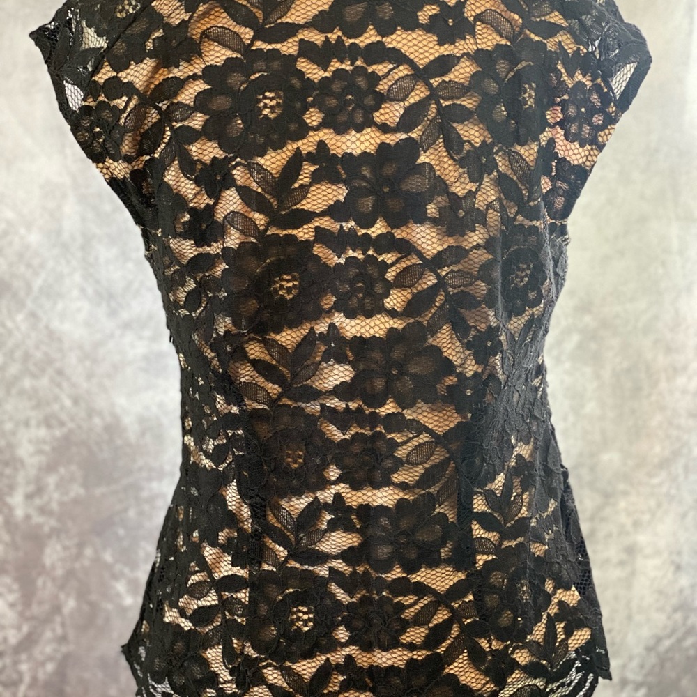 The Limited black lace blouse with beige lining - Picture 2 of 4